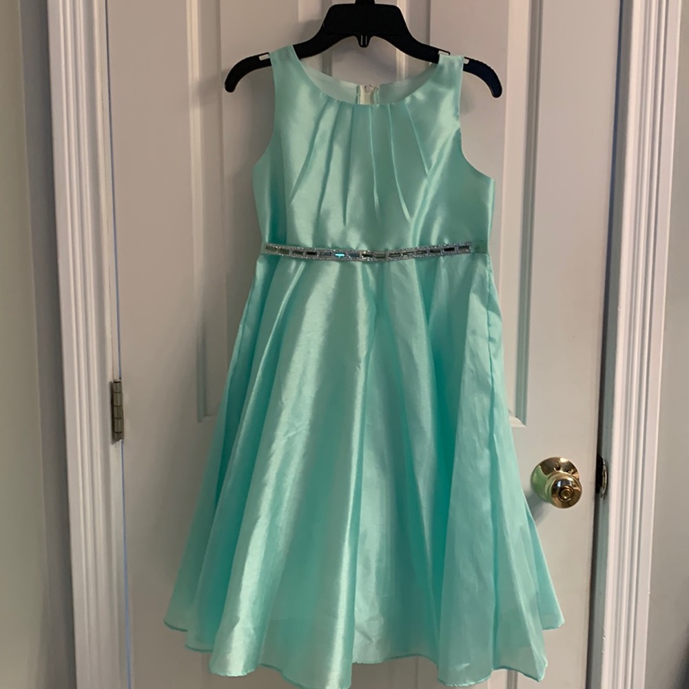 NWOT-Girls Kiki Teal Tea Length Special Occasion Dress